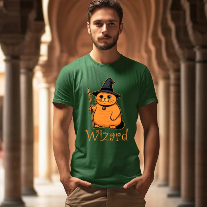 Wizard - kočičí čaroděj - pánské tričko s potiskem