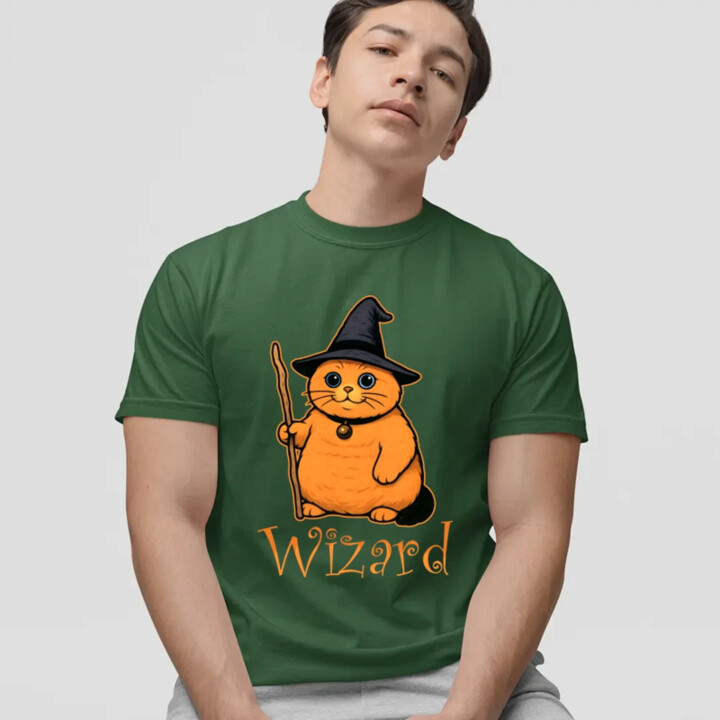 Wizard - kočičí čaroděj - pánské tričko s potiskem