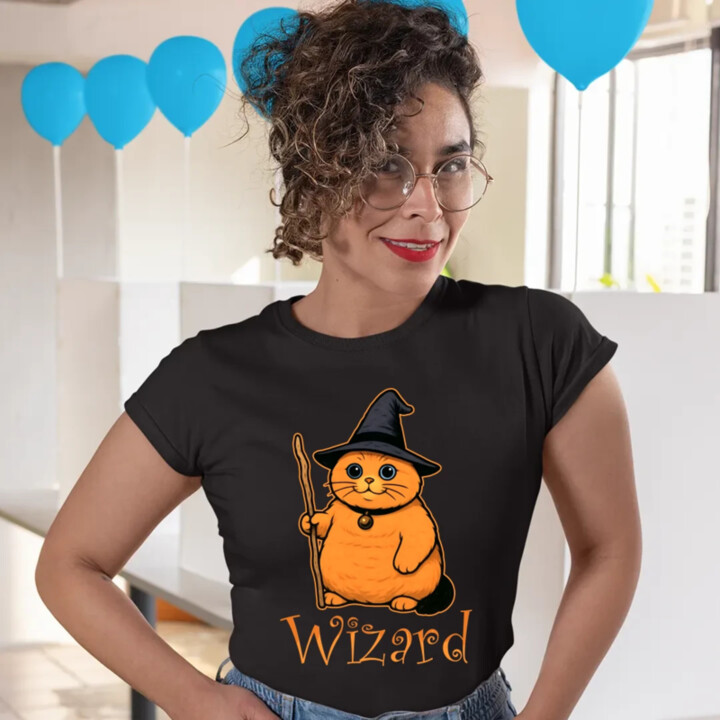 Wizard - kočičí čaroděj  - dámské tričko s potiskem