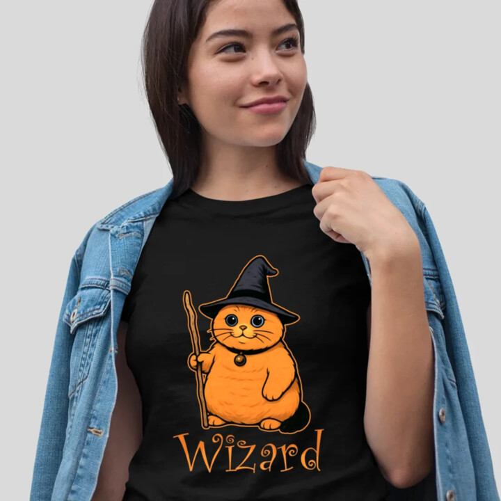 Wizard - kočičí čaroděj  - dámské tričko s potiskem