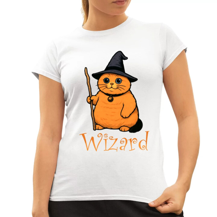Wizard - kočičí čaroděj  - dámské tričko s potiskem