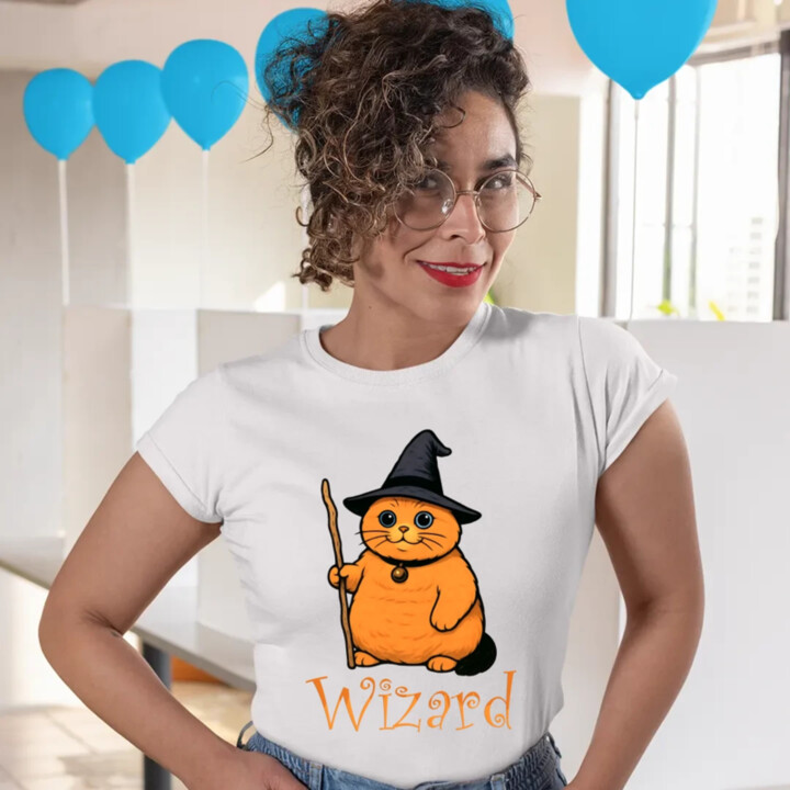 Wizard - kočičí čaroděj  - dámské tričko s potiskem