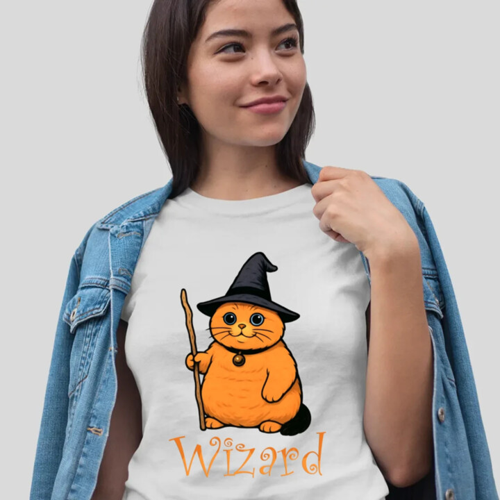 Wizard - kočičí čaroděj  - dámské tričko s potiskem