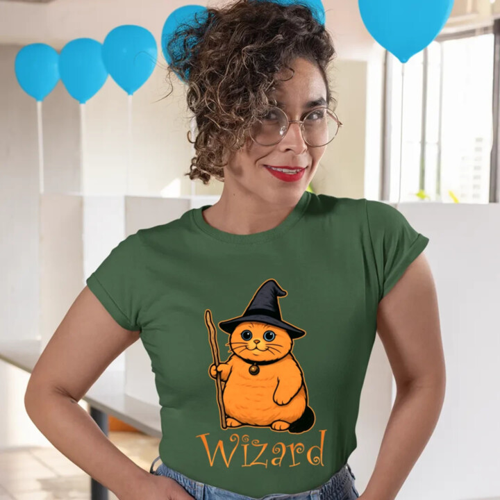 Wizard - kočičí čaroděj  - dámské tričko s potiskem
