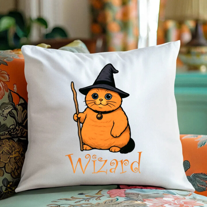 Wizard - kočičí čaroděj - polštář s potiskem