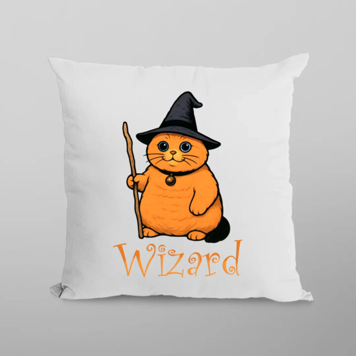 Wizard - kočičí čaroděj - polštář s potiskem