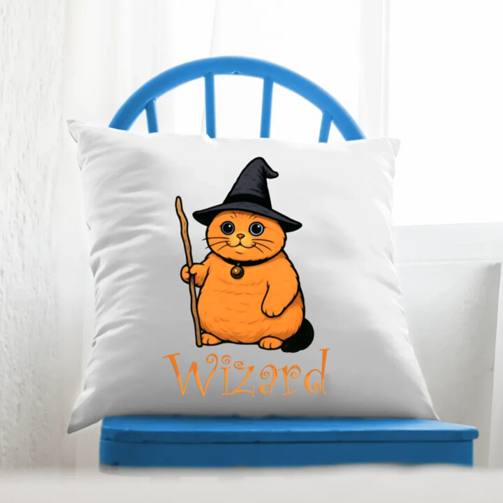 Wizard - kočičí čaroděj - polštář s potiskem
