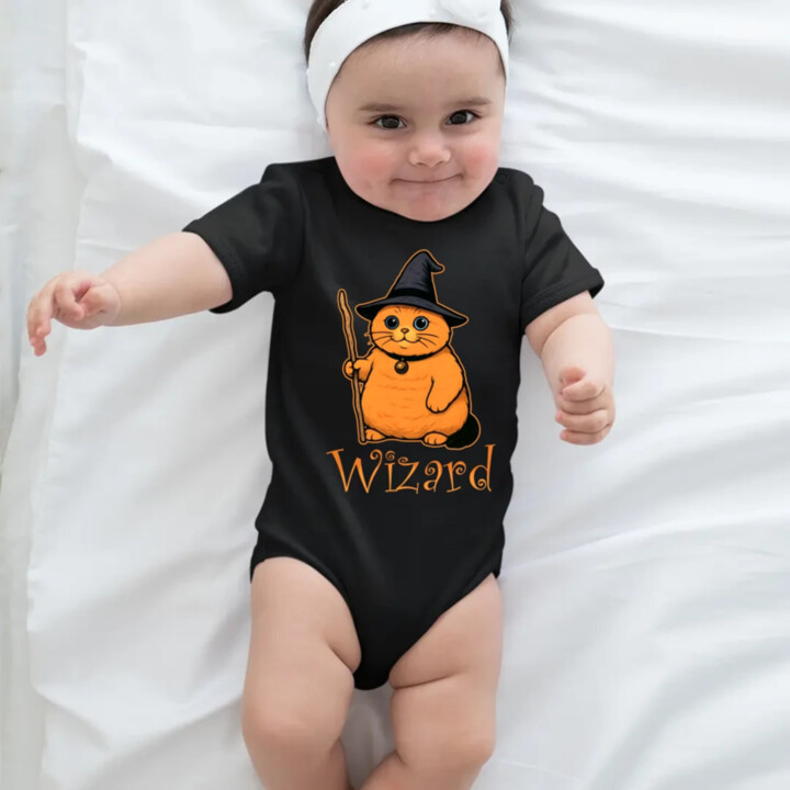 Wizard - kočičí čaroděj - dětské body s potiskem