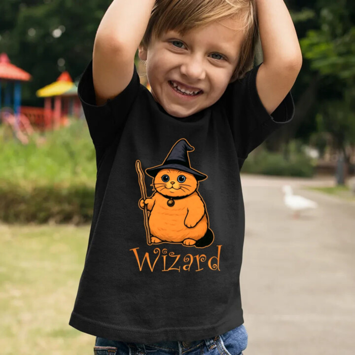 Wizard - kočičí čaroděj - dětské tričko s potiskem