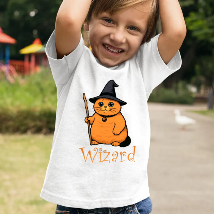 Wizard - kočičí čaroděj - dětské tričko s potiskem