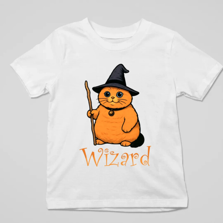 Wizard - kočičí čaroděj - dětské tričko s potiskem