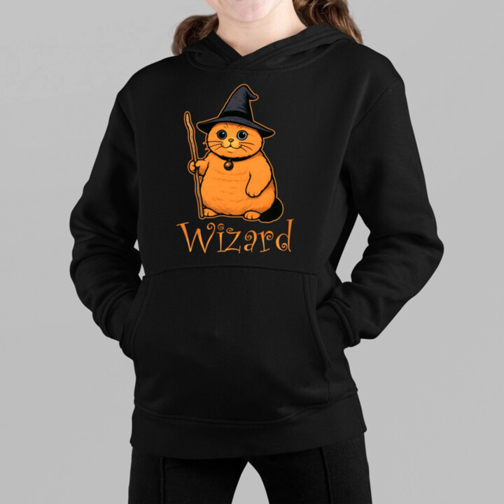Wizard - kočičí čaroděj - dětská mikina s kapucí