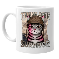 Tummy ache survivor - kočičí voják - hrnek s potiskem