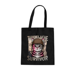 Tummy ache survivor - kočičí voják - taška s potiskem