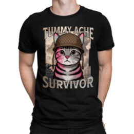 Tummy ache survivor - kočičí voják - pánské tričko s potiskem