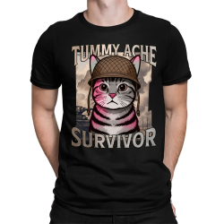 Tummy ache survivor - kočičí voják - pánské tričko s potiskem