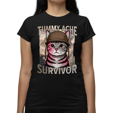 Tummy ache survivor - kočičí voják  - dámské tričko s potiskem