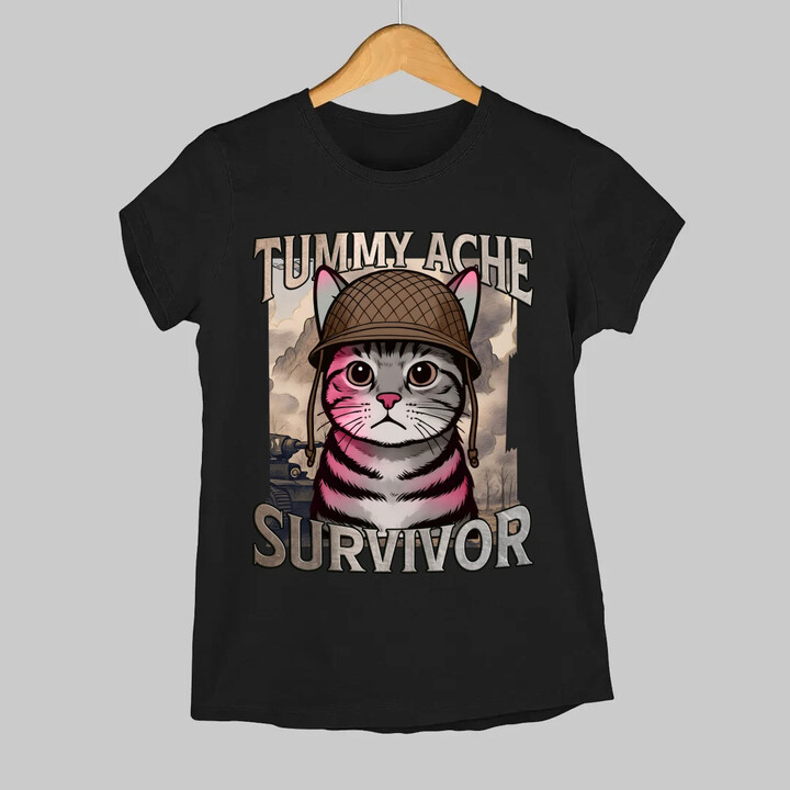Tummy ache survivor - kočičí voják  - dámské tričko s potiskem