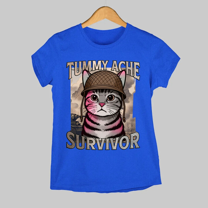 Tummy ache survivor - kočičí voják  - dámské tričko s potiskem