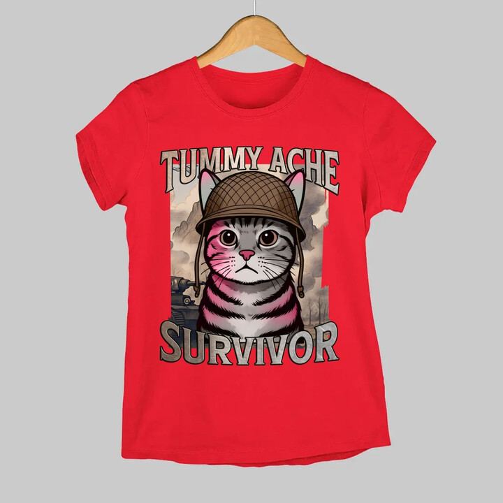 Tummy ache survivor - kočičí voják  - dámské tričko s potiskem