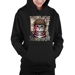 Tummy ache survivor - kočičí voják - dětská mikina s kapucí