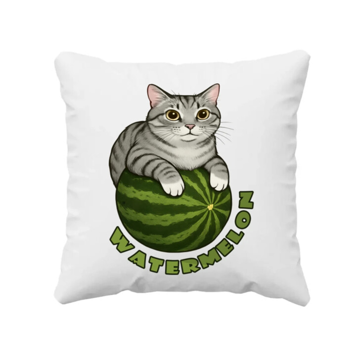 Watermelon - kočka na melounu - polštář s potiskem