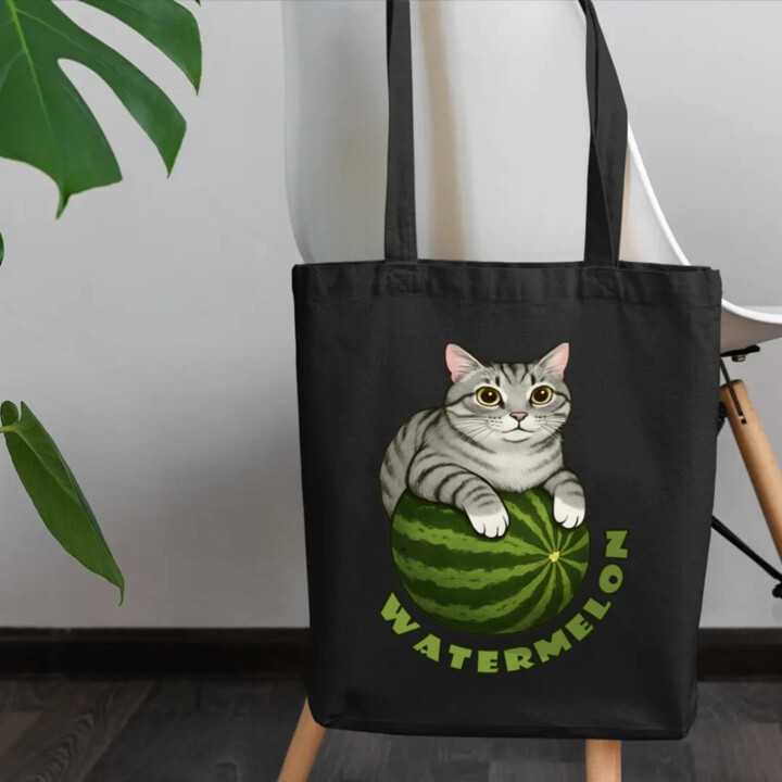 Watermelon - kočka na melounu - taška s potiskem