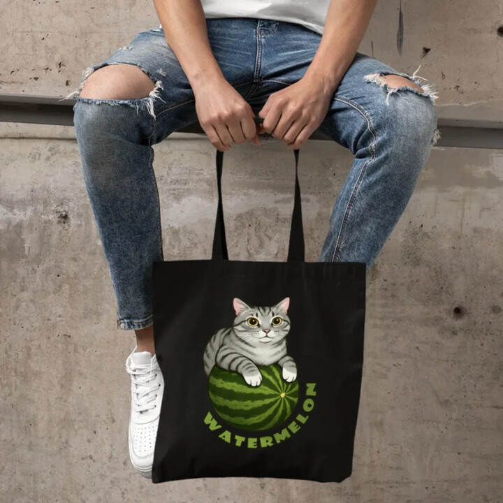 Watermelon - kočka na melounu - taška s potiskem