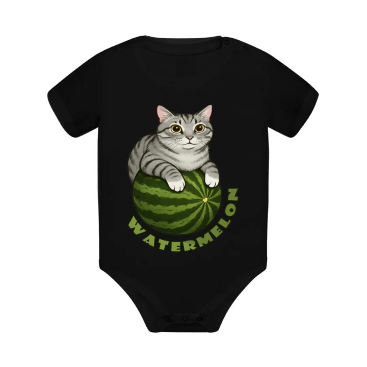 Watermelon - kočka na melounu - dětské body s potiskem