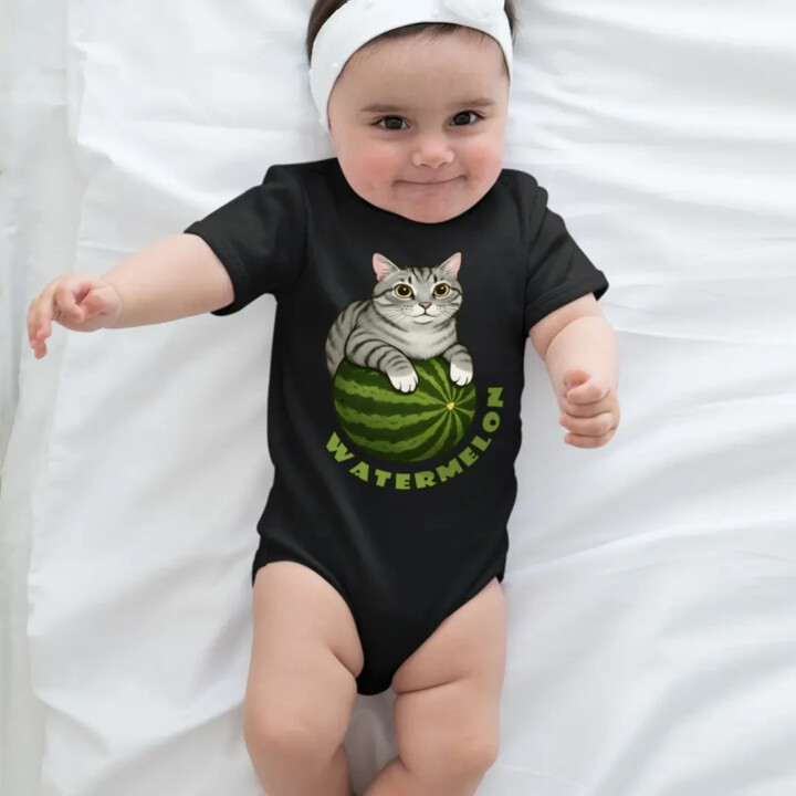Watermelon - kočka na melounu - dětské body s potiskem