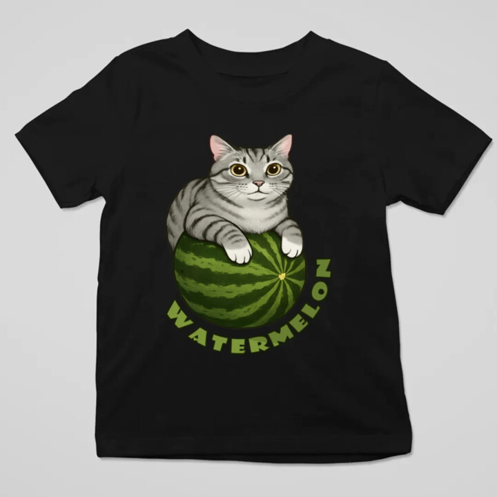 Watermelon - kočka na melounu - dětské tričko s potiskem