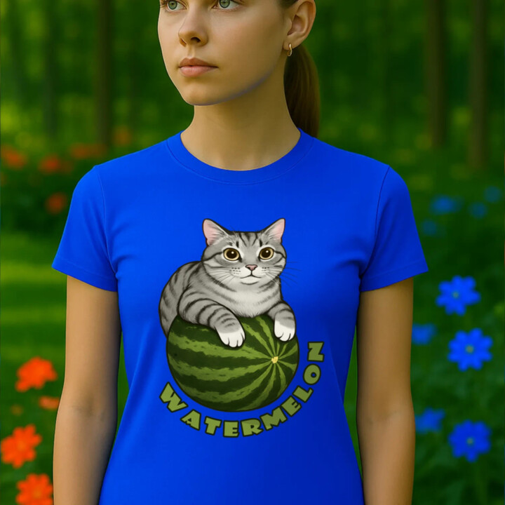 Watermelon - kočka na melounu  - dámské tričko s potiskem
