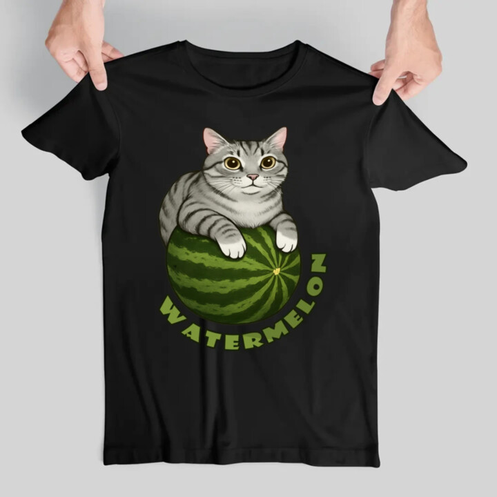 Watermelon - kočka na melounu - pánské tričko s potiskem
