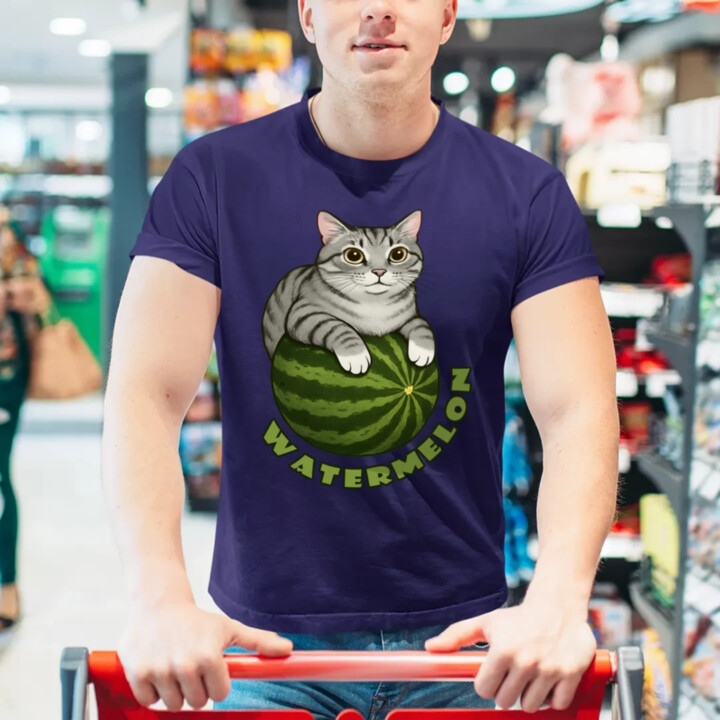 Watermelon - kočka na melounu - pánské tričko s potiskem