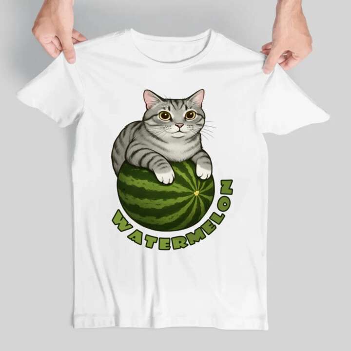 Watermelon - kočka na melounu - pánské tričko s potiskem