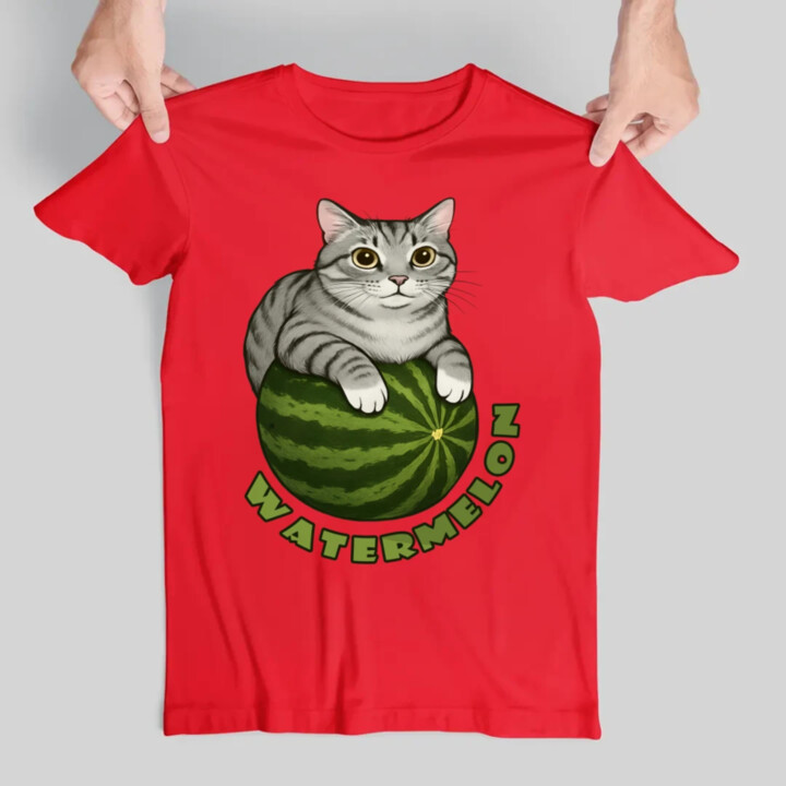 Watermelon - kočka na melounu - pánské tričko s potiskem