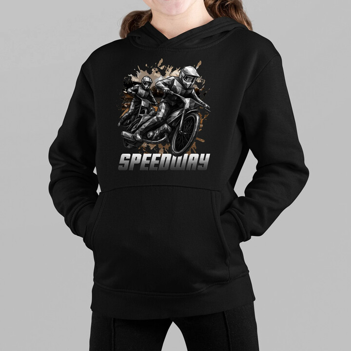 Speedway - plochá dráha - dětská mikina s kapucí