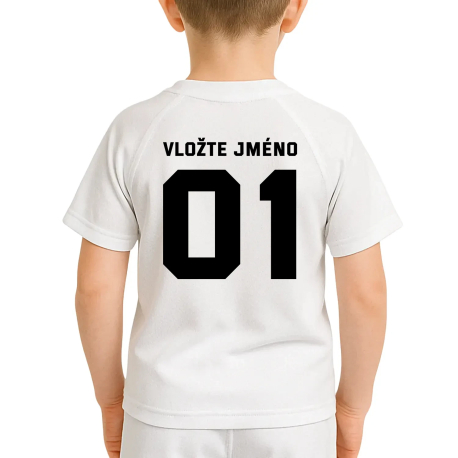 Závodník s číslem - dětské sportovní tričko s potiskem na zádech - personalizovaný produkt