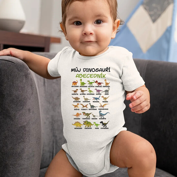 Můj dinosauří abecedník - dětské body s potiskem
