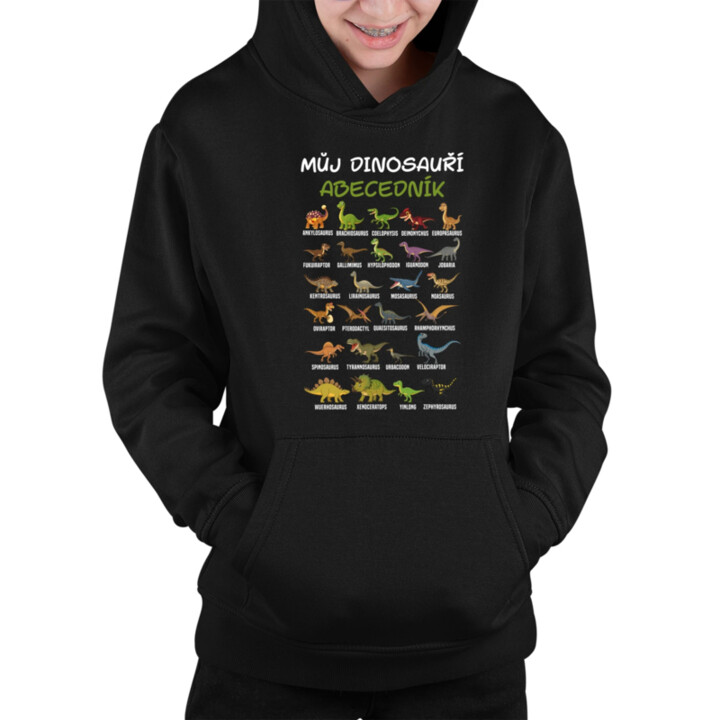 Můj dinosauří abecedník - dětská mikina s kapucí