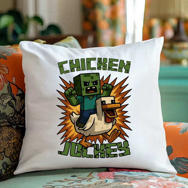 Chicken jockey - zombie - kuře - polštář s potiskem