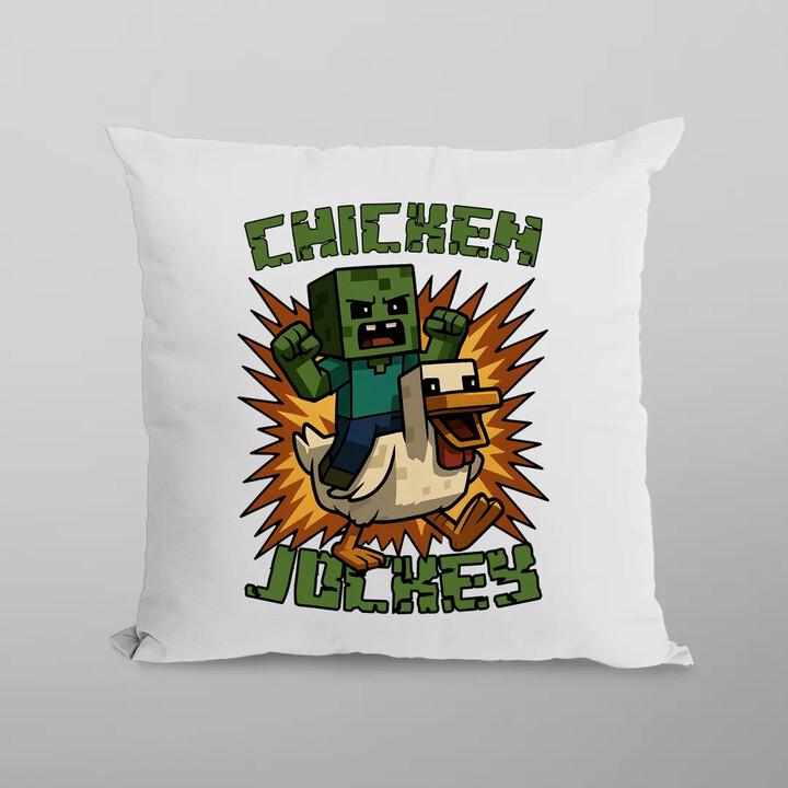 Chicken jockey - zombie - kuře - polštář s potiskem