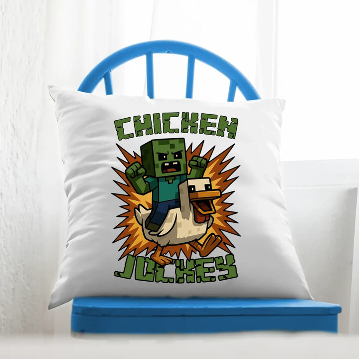 Chicken jockey - zombie - kuře - polštář s potiskem
