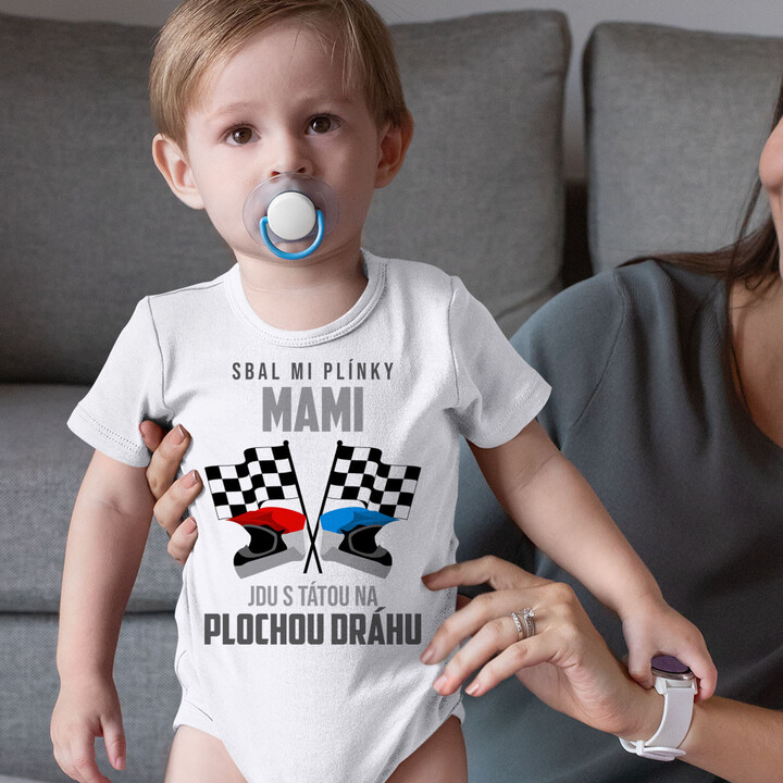 Sbal mi plínky, mami - plochá dráha - dětské body s potiskem