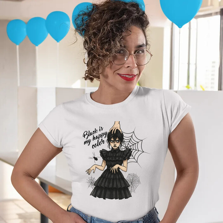 Black is my happy color - dárek pro fanoušky Wednesday  - dámské tričko s potiskem