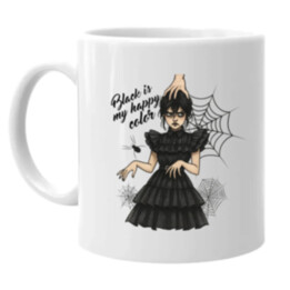 Black is my happy color - dárek pro fanoušky Wednesday - hrnek s potiskem