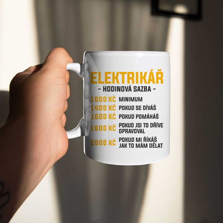 Elektrikář - hodinová sazba - hrnek