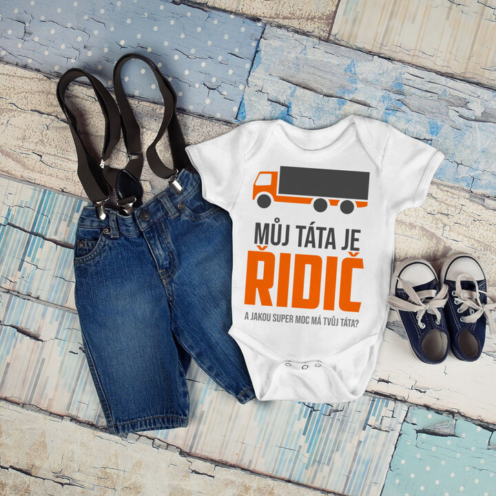 Můj táta je řidič - a jakou super moc má Tvůj táta? - dětské body s potiskem