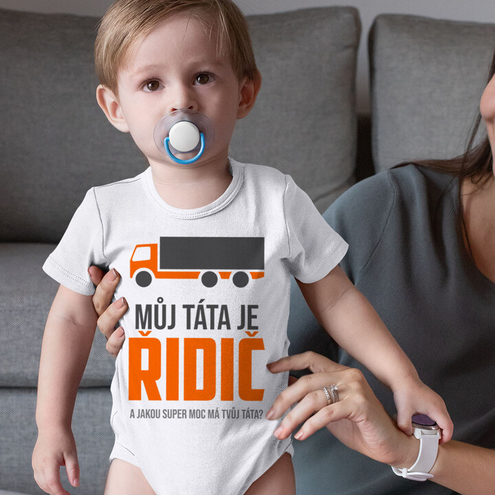 Můj táta je řidič - a jakou super moc má Tvůj táta? - dětské body s potiskem
