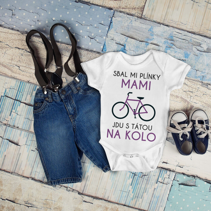 Jdu s tátou na kolo - dětské body s potiskem